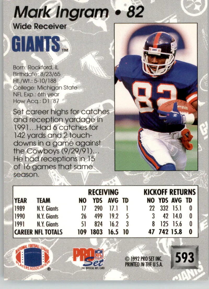 Mark Ingram - 1992 Pro Set - #593 - Football - Football Card Single