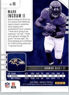 Mark Ingram II - 2020 Panini Absolute - #86 - Red Football - Football Card Single