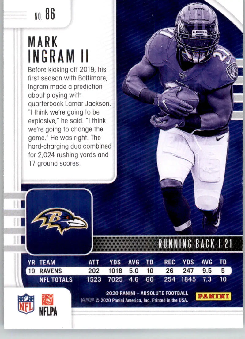 Mark Ingram II - 2020 Panini Absolute - #86 - Red Football - Football Card Single