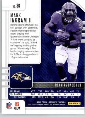 Mark Ingram II - 2020 Panini Absolute - #86 - Retail Football - Football Card Single
