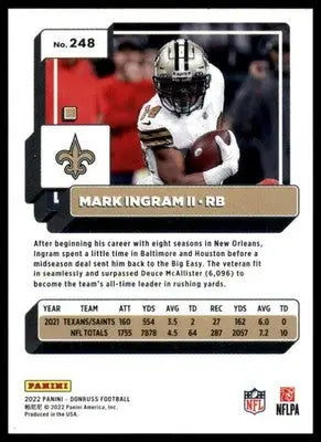 Mark Ingram II 2022 Donruss #248 New Orleans Saints - Football Card Single