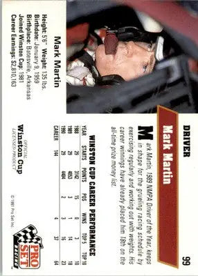 Mark Martin - 1991 Pro Set - #99 - Racing - Racing Card Single