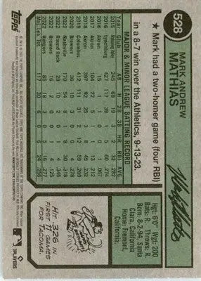 Mark Mathias - 2023 Topps Heritage - #528 - Baseball - Baseball Card Single