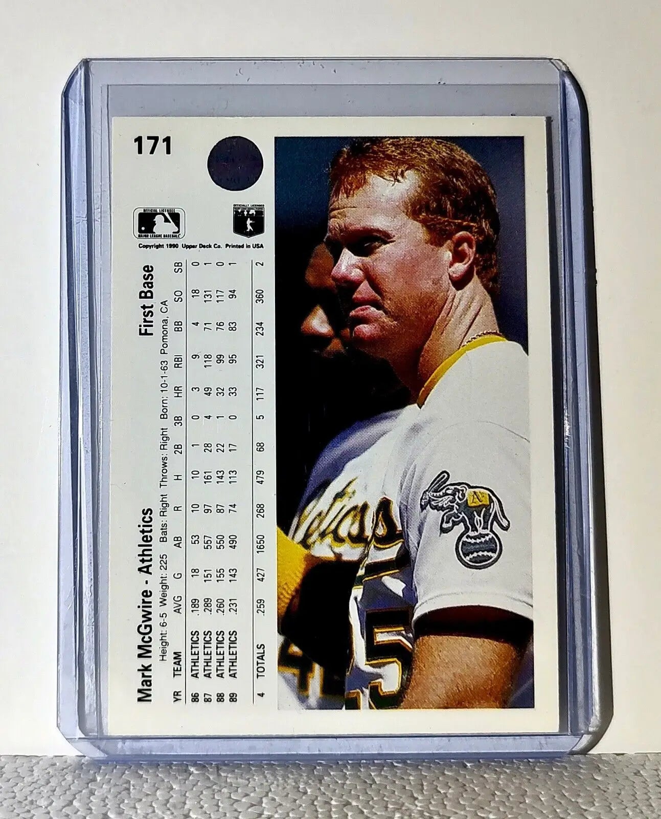 Mark McGwire 1990 Upper Deck MLB #171 Baseball Card Oakland Athletics - Baseball Card Single