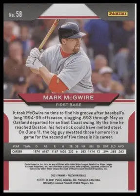 Mark McGwire 2021 Panini Prizm #58 St. Louis Cardinals - Baseball Card Single