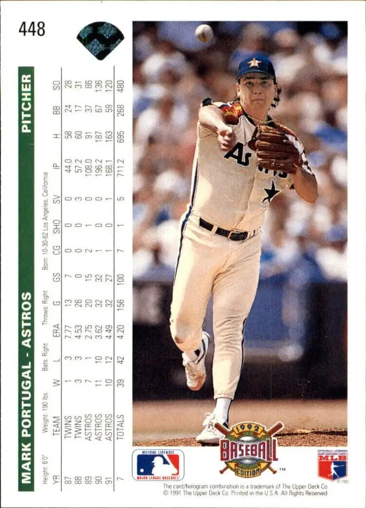 Mark Portugal 1992 Upper Deck MLB #448 Baseball Card Houston Astros - Baseball Card Single