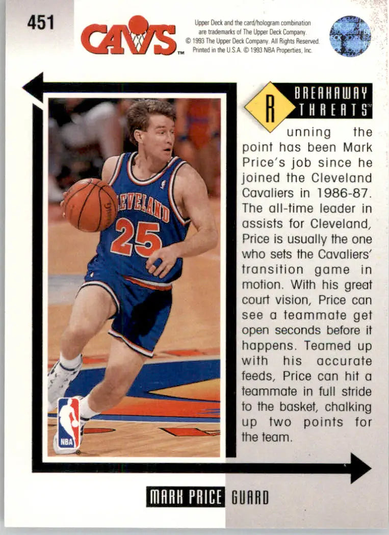 Mark Price - 1993-94 Upper Deck - #451 - Basketball - Basketball Card Single