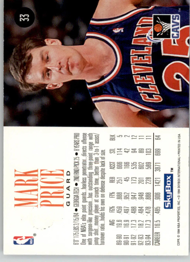 Mark Price - 1994-95 SkyBox Premium - #33 - Basketball - Basketball Card Single