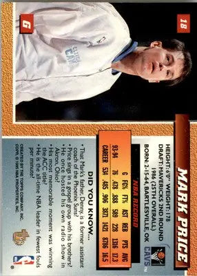 Mark Price - 1994-95 Topps Embossed - #18 - Basketball - Basketball Card Single