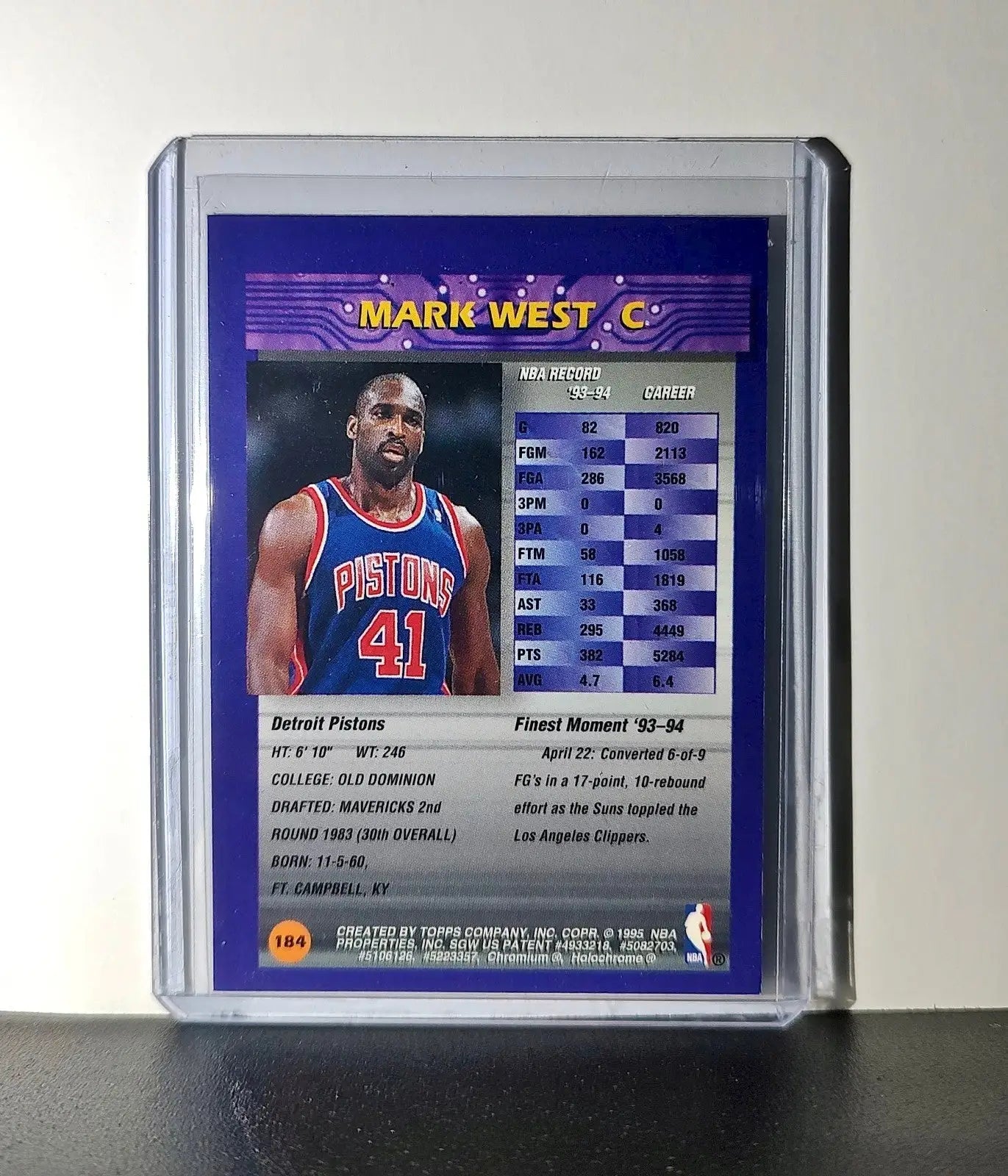 Mark West 1994-95 Topps Finest #184 Basketball Card - Basketball Card Single