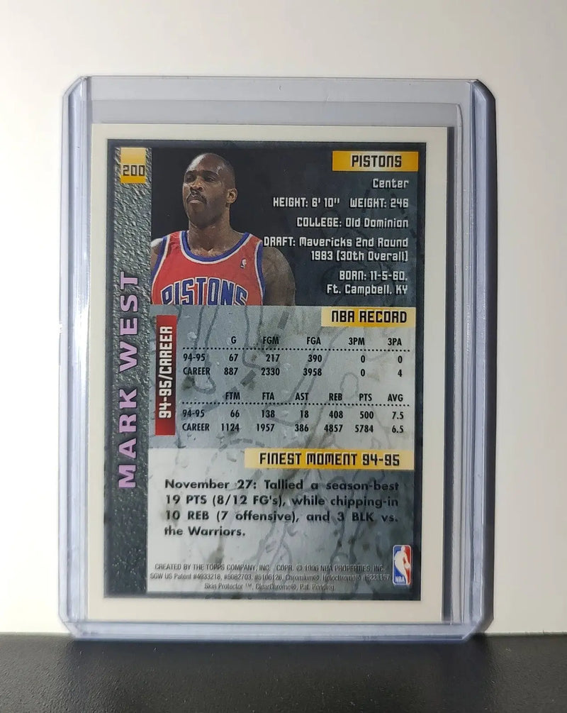 Mark West 1995-96 Topps Finest NBA #200 Card Detroit Pistons - Basketball Card Single