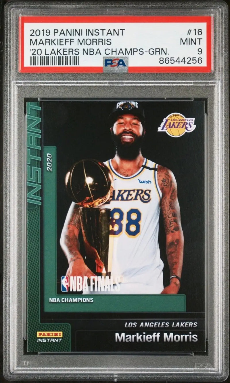 Markieff Morris 2020 Panini Lakers NBA Champions #16 Green Card 10/10 PSA 9 Mint - Basketball Card Single
