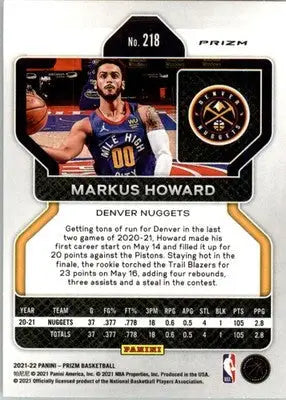 Markus Howard - 2021-22 Panini Prizm - #218 - Ice Basketball - Basketball Card Single