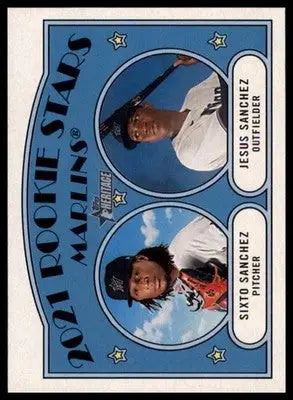 Marlins 2021 Rookie Stars Sixto / Jesus Sanchez 2021 Topps Heritage #15 Marlins - Baseball Card Single