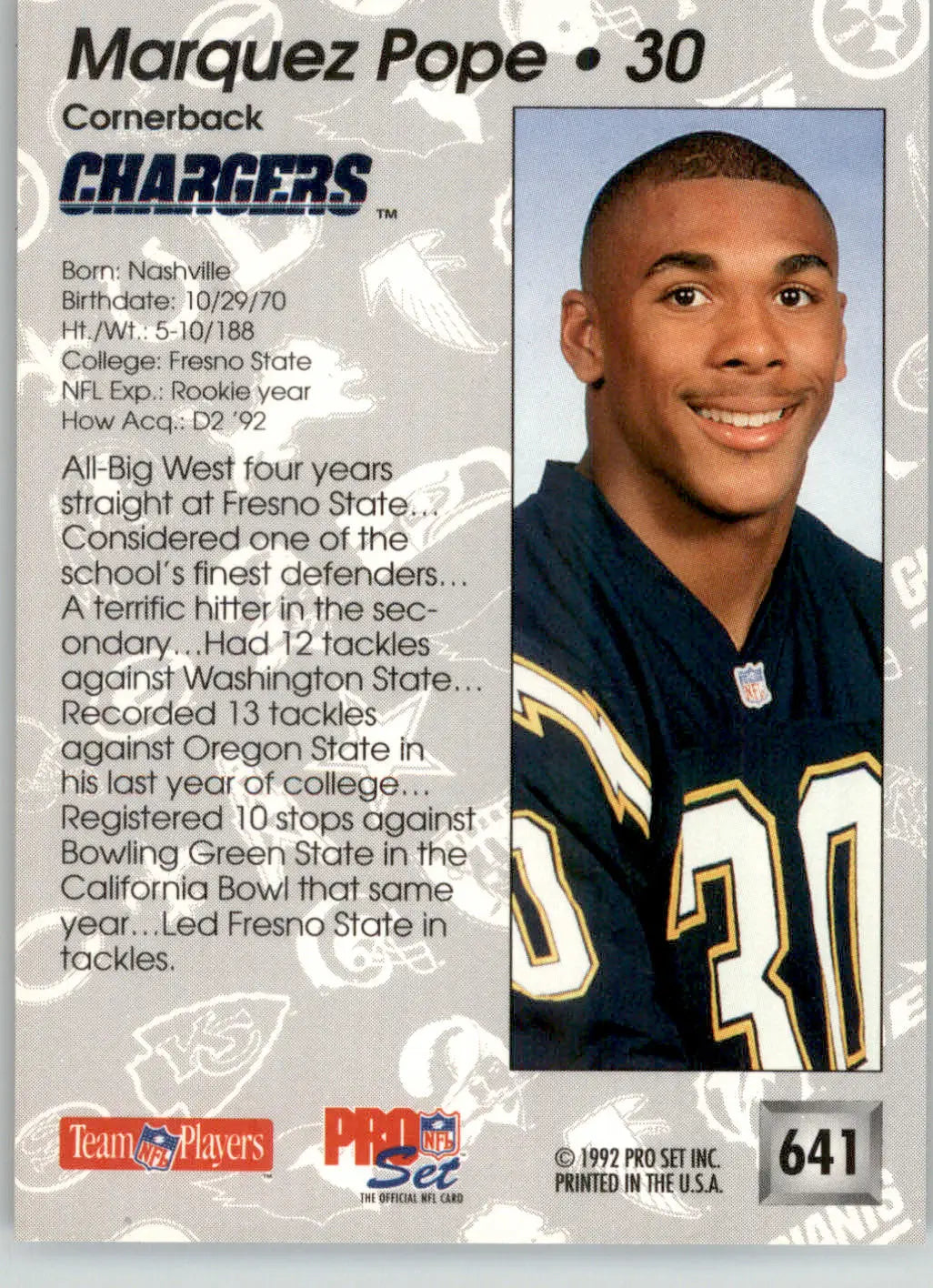 Marquez Pope - 1992 Pro Set - #641 - RC Football - Football Card Single