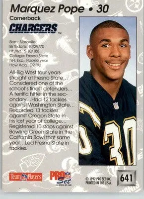 Marquez Pope - 1992 Pro Set - #641 - RC Football - Football Card Single