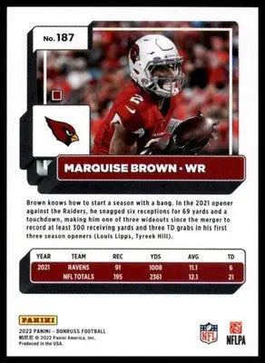 Marquise Brown 2022 Donruss #187 Arizona Cardinals - Football Card Single