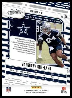 Marshawn Kneeland Rookie 2024 Panini Absolute Retail #154 Dallas Cowboys - Football Card Single