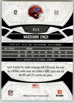 Marshawn Lynch - 2008 Donruss Gridiron Gear - #12 - Football - Football Card Single