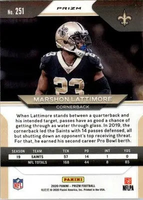 Marshon Lattimore - 2020 Panini Prizm - #251 - Prizm Disco Football - Football Card Single