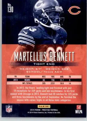 Martellus Bennett - 2014 Panini Prestige - #130 - Football - Football Card Single