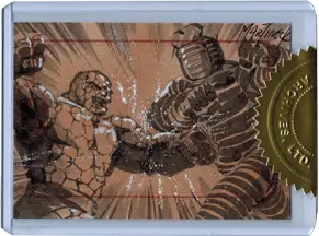 Warren Martineck Marvel Bronze Age bronze age sketch card depicting a fight scene