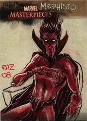 Ramsey Raz Sibaja Mephisto sketch card featuring vibrant Marvel character illustration