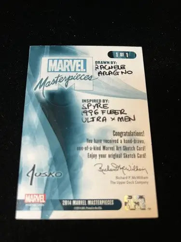 Marvel Spyne Sketch Card 1 of 1 Rachele Aragno 2014 Marvel Masterpieces #1/1 - Marvel Card Single
