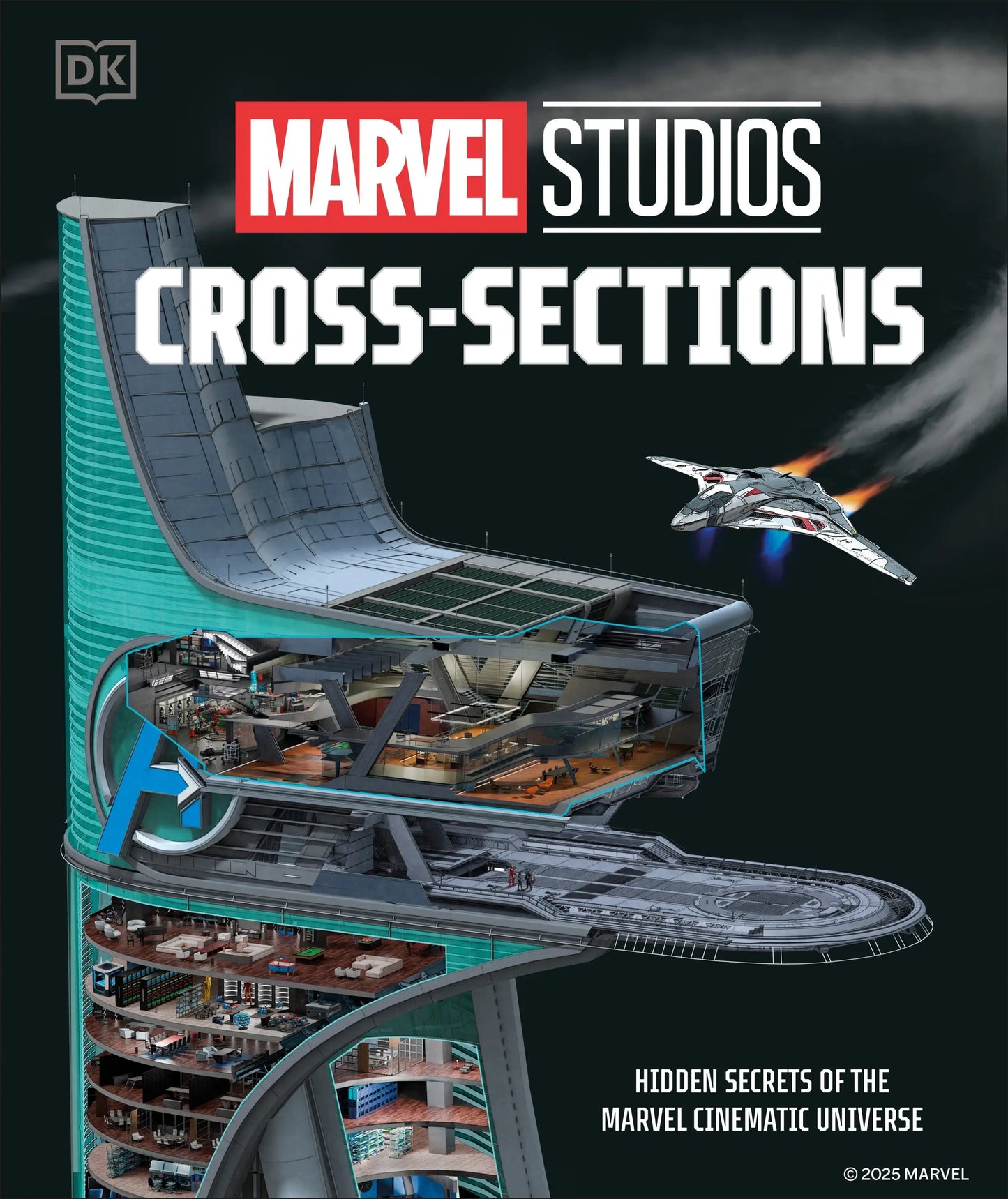 Detailed cross-section of Avengers Tower and Quinjet from Marvel Cinematic Universe