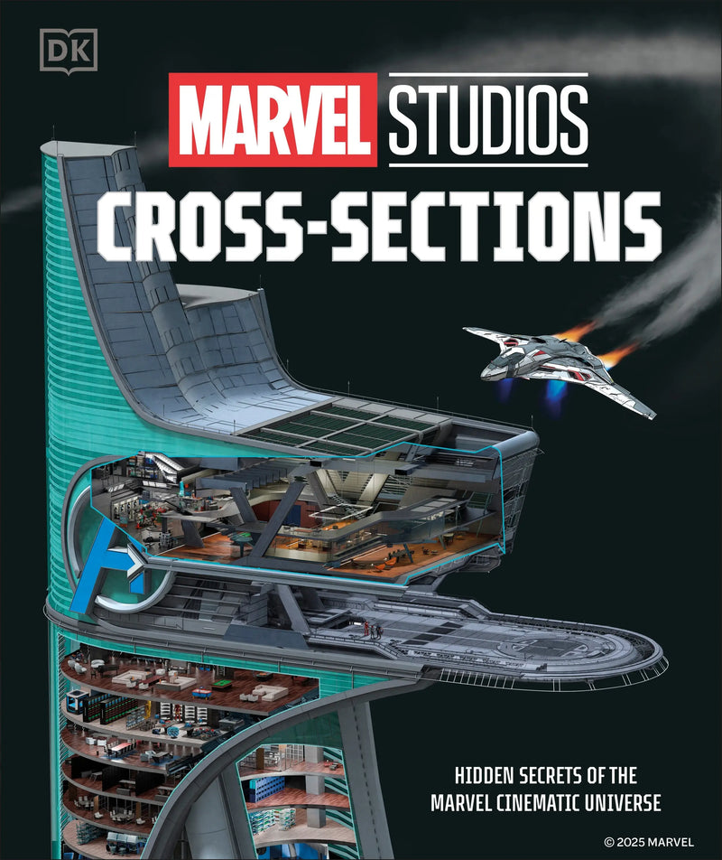 Detailed cross-section of Avengers Tower and Quinjet from Marvel Cinematic Universe