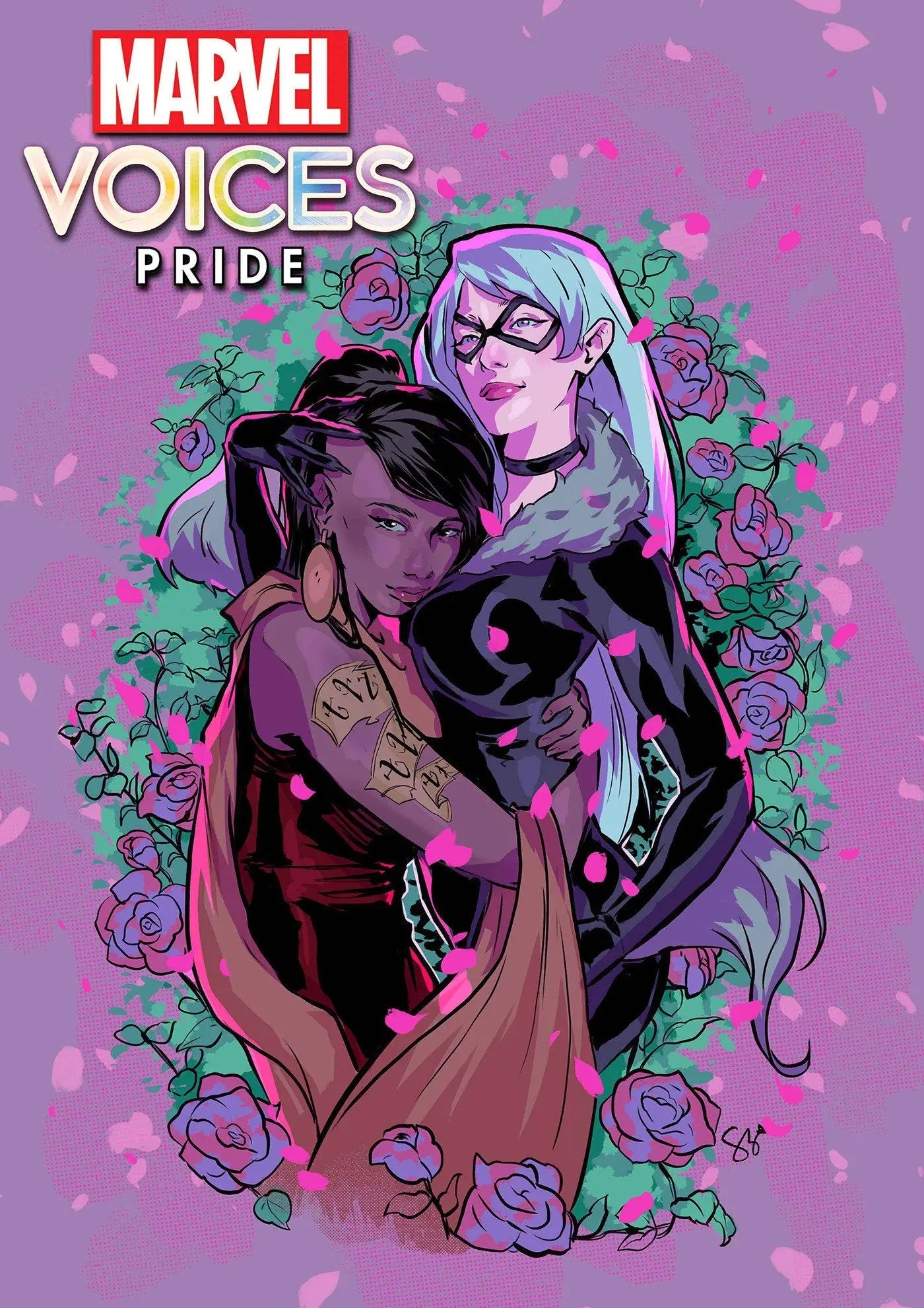 Marvel Voices Pride comic book cover showing Marvel heroes in an action-packed anthology Ernanda Souza variant