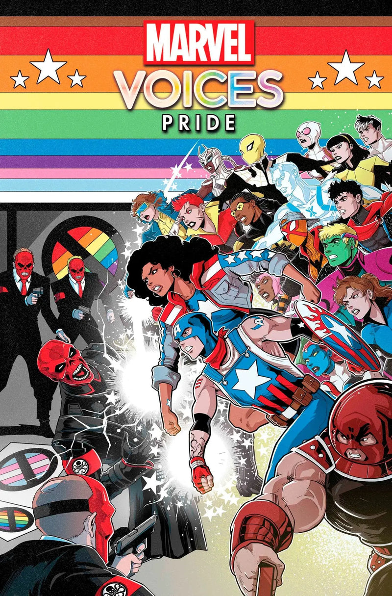 Marvel United Marvel Voices Pride Luciano Vecchio Variant comic cover with Marvel heroes and villains