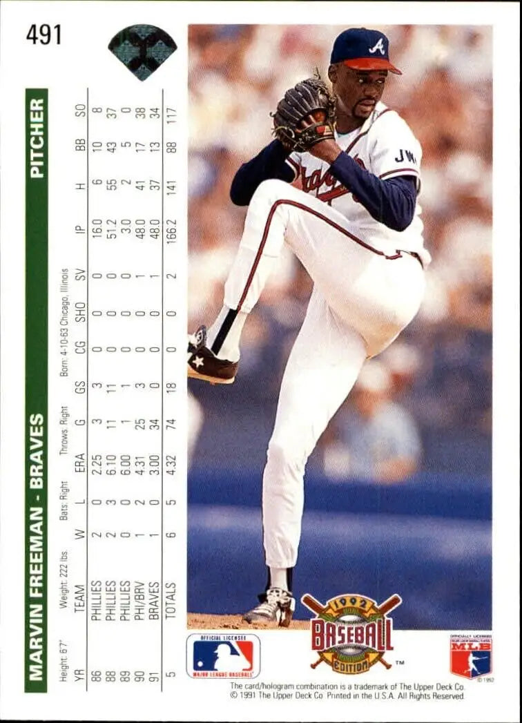 Marvin Freeman 1992 Upper Deck MLB #491 Baseball Card Atlanta Braves
