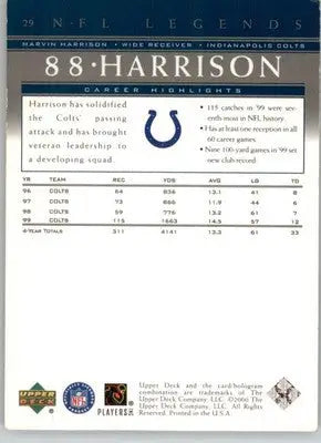 Marvin Harrison - 2000 Upper Deck Legends - #29 - Football - Football Card Single