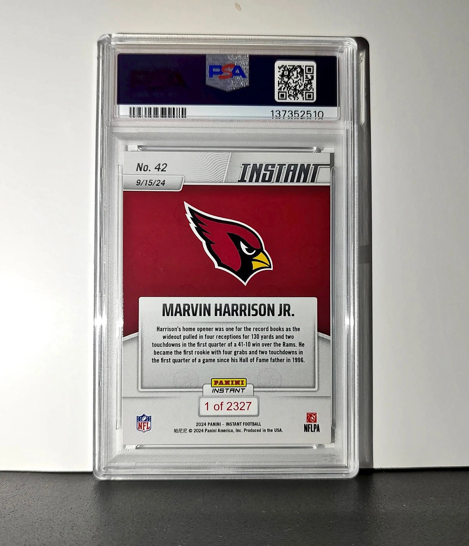 Marvin Harrison Jr. Rookie 2024 Panini Instant NFL #42 PSA 10 Gem Mint