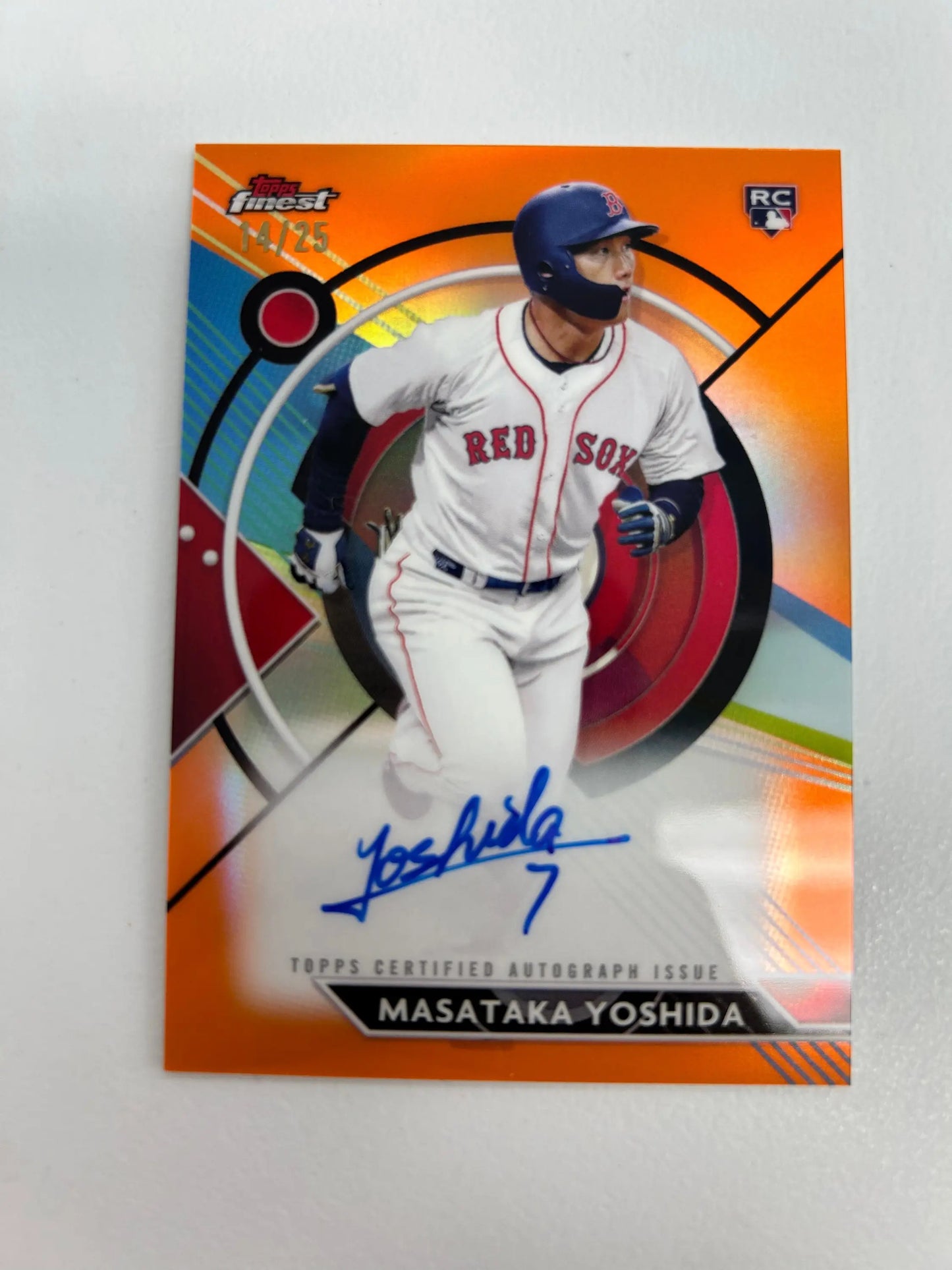 Masataka Yoshida 2023 Topps Finest Orange Refractor Auto #14/25 - Baseball Card Single