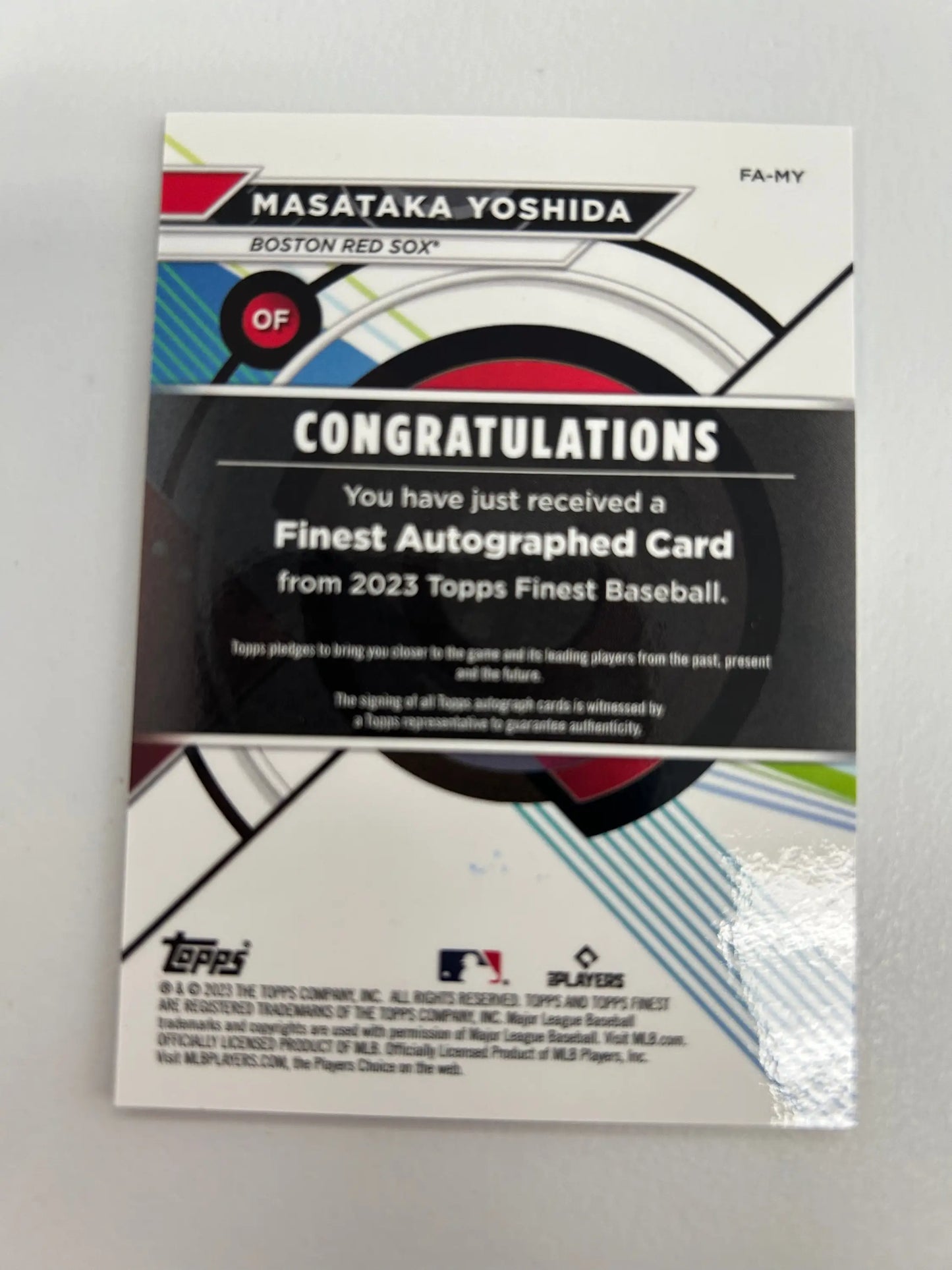 Masataka Yoshida 2023 Topps Finest Orange Refractor Auto #14/25 - Baseball Card Single