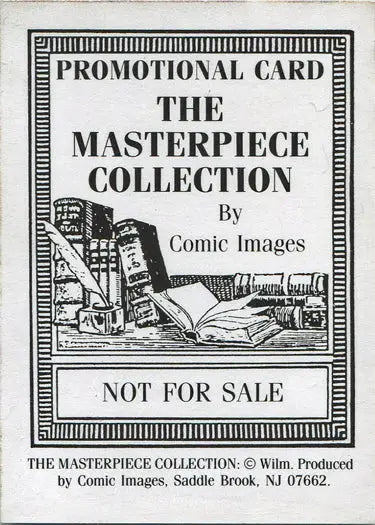 Promotional card for The Masterpiece Collection featuring trading cards collectibles