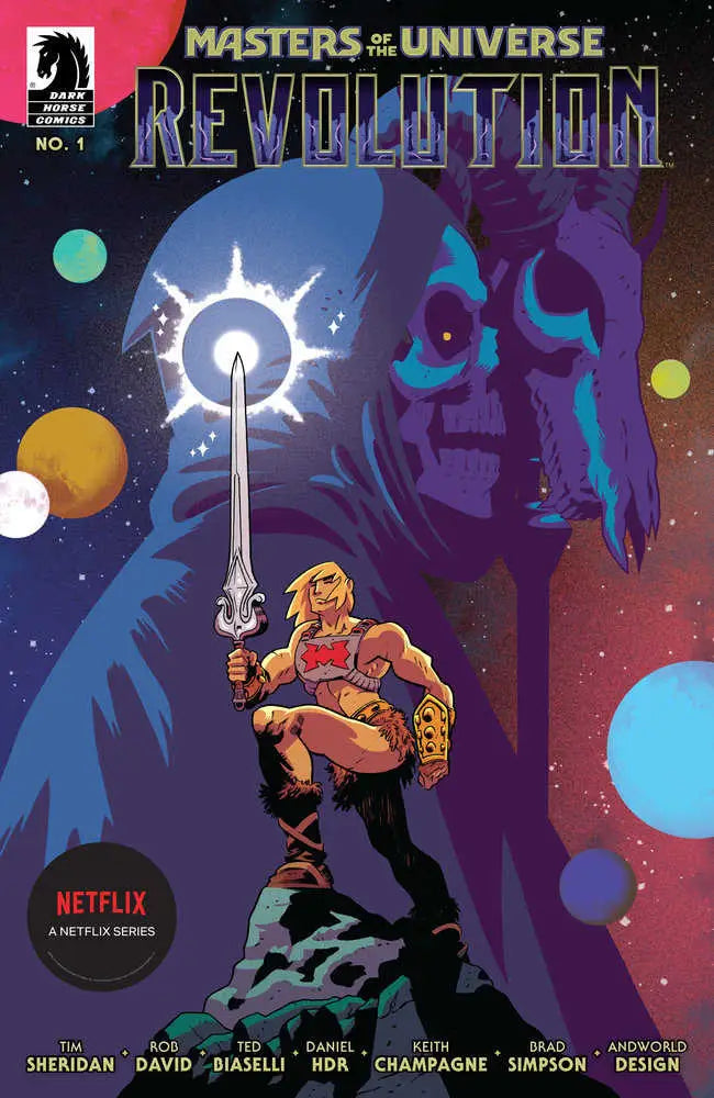 Comic book cover for Masters of the Universe: Revolution showing He-Man with Power Sword