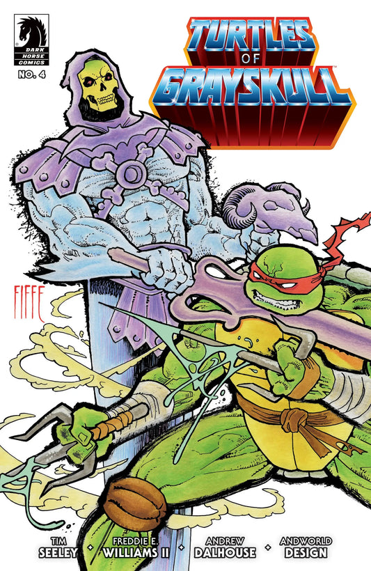 Comic book cover featuring Masters Of The Universe and Teenage Mutant Ninja Turtles