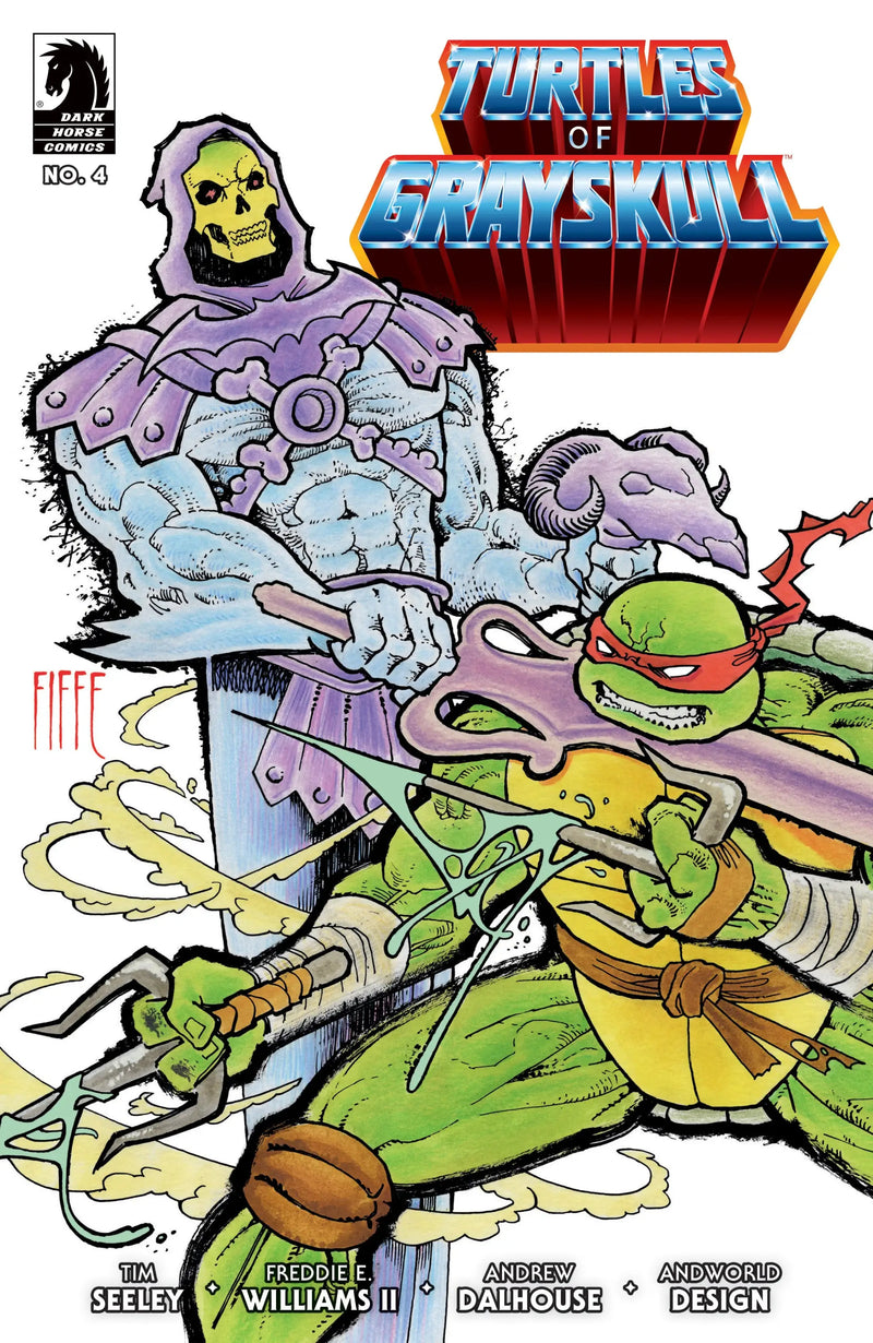 Comic book cover featuring Masters Of The Universe and Teenage Mutant Ninja Turtles