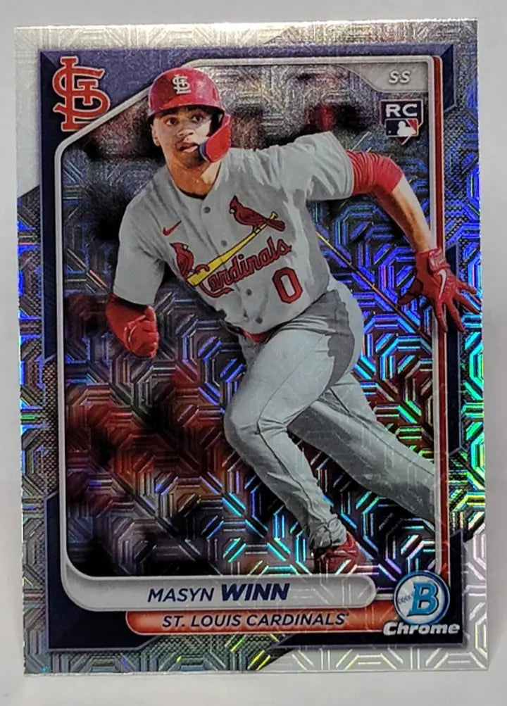 Masyn Winn 2024 Bowman Chrome Mojo Refractor Rookie Card #2 St. Louis Cardinals - Baseball Card Single