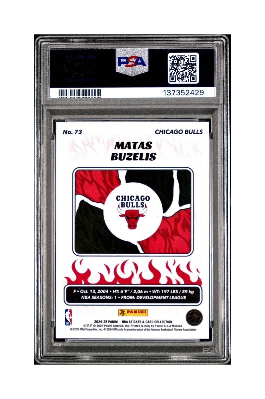 Matas Buzelis Rookie 2024-25 Panini NBA #73 Sticker 178/215 Blue Foil PSA 9 Mint