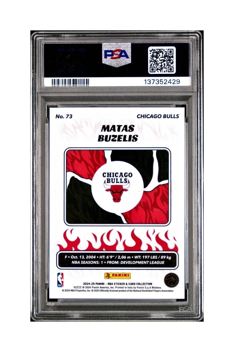 Matas Buzelis Rookie 2024-25 Panini NBA #73 Sticker 178/215 Blue Foil PSA 9 Mint