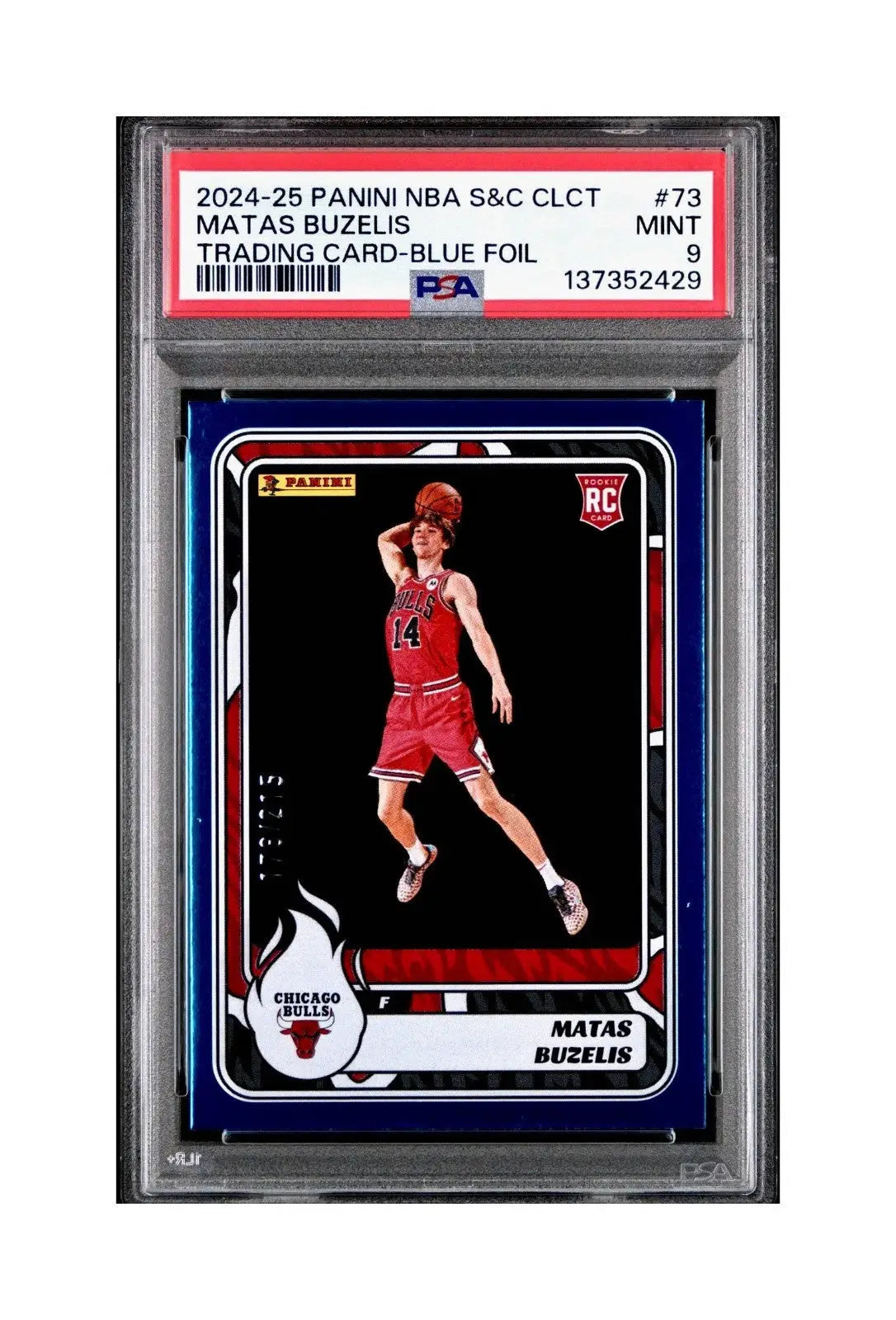 Matas Buzelis Rookie 2024-25 Panini NBA #73 Sticker 178/215 Blue Foil PSA 9 Mint