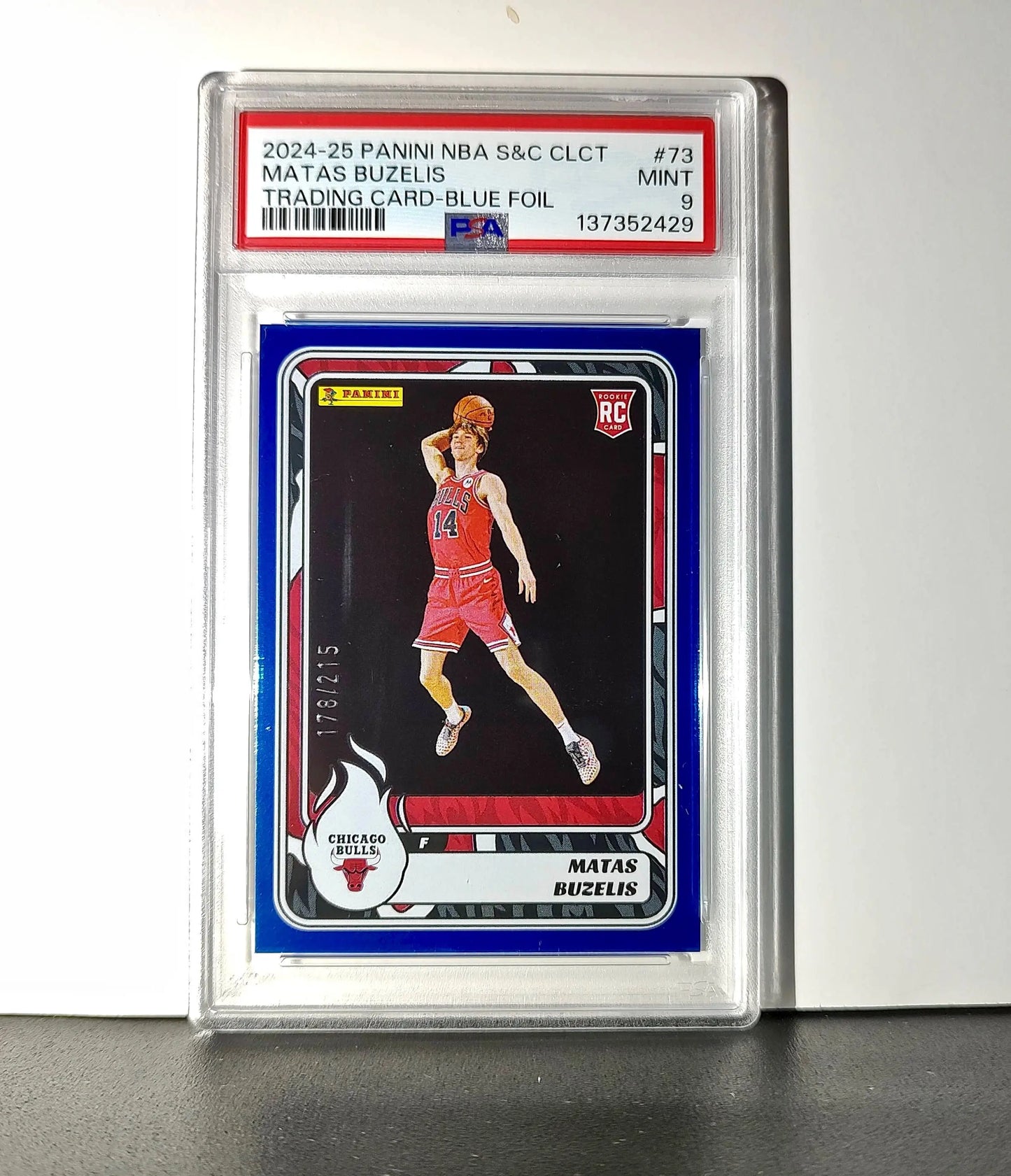 Matas Buzelis Rookie 2024-25 Panini NBA #73 Sticker 178/215 Blue Foil PSA 9 Mint