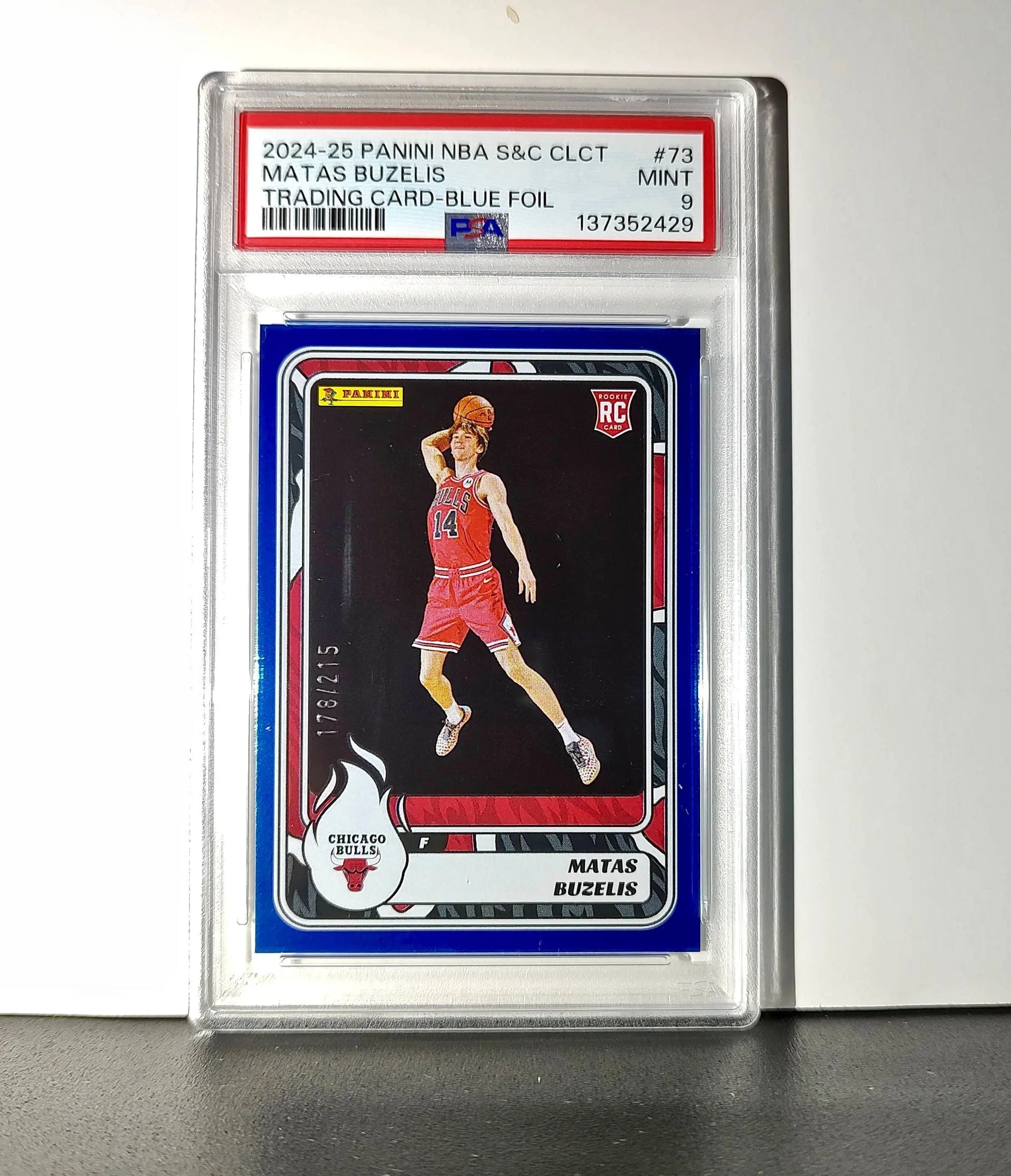 Matas Buzelis Rookie 2024-25 Panini NBA #73 Sticker 178/215 Blue Foil PSA 9 Mint