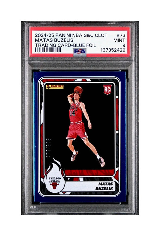 Matas Buzelis Rookie 2024-25 Panini NBA #73 Sticker 178/215 Blue Foil PSA 9 Mint - Basketball Card Single