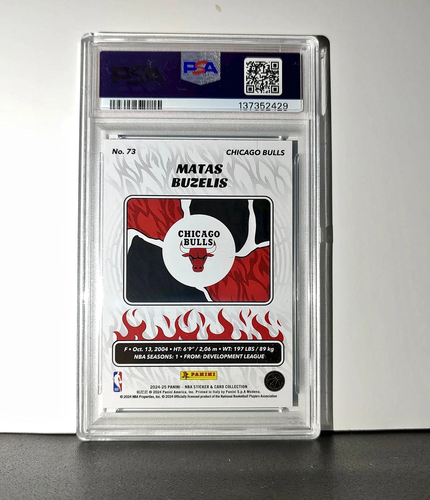 Matas Buzelis Rookie 2024-25 Panini NBA #73 Sticker 178/215 Blue Foil PSA 9 Mint