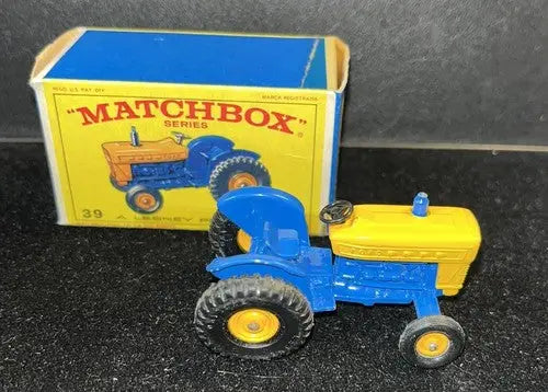 MATCHBOX NO # 39-C FORD Tractor Blue and Yellow w/Box 1967 - Action Figure & Toy